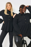 Blouson Sleeve Button Front Blouse