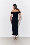 Black Magic Sculpting Strappy Bardot Midi Dress