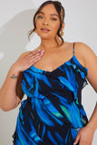 Abstract Ruffle Detail Maxi Dress
