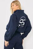 Half Zip '96' Printed Toggle Sweater