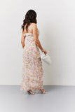 Pink Floral Frill Detail Maxi Dress
