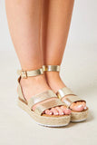 Metallic Strap Flatform Wedges