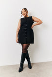 Black Tailored Button Through Mini Dress