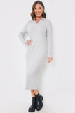 Collared Brushed Rib Midi Dress