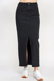 Washed Split Detail Denim Maxi Skirt