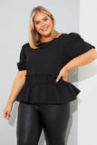 Cotton Frill Peplum Blouse
