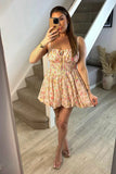 Pink Floral Milkmaid Bubble Hem Mini Dress