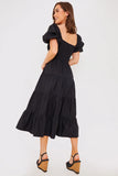 Cotton Poplin Shirred Bust Midi Dress