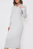 Collared Brushed Rib Midi Dress