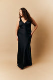 Black Satin Twist Back Maxi Dress