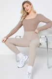 Long Sleeved Ribbed Square Neck Bodysuit