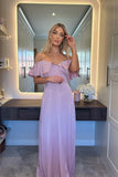 Satin Frill Off The Shoulder Maxi Dress