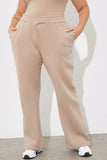 Jersey Embroidered Crossover Wide Leg Seam Front Jogger