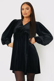 Black Velvet Smock Mini Dress