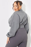 Half Zip Up Cropped Jersey Sweater