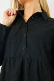 Textured Button Through Collared Smock Dress