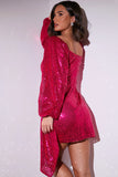 Balloon Sleeve Drape Mini Dress