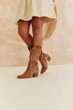Faux Suede Embroidered Cowboy Boot