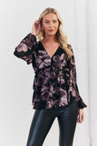 Floral V Neck Frill Detail Blouse