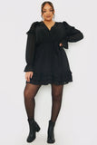 Tie Chiffon Frill Mini Dress