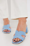 Cross Strap Low Block Mule Heels