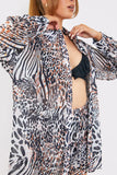 Leopard Print Chiffon Co-Ord Beach Shirt