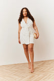 White Tailored Halterneck Mini Dress with Bow Detail