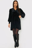 Black Velvet Smock Mini Dress