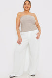 Linen Look Wide Leg Trousers