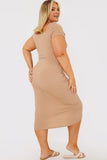 Ribbed Sweetheart Wrap Midi Dress