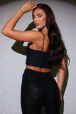 Black Structured Lace Crop Top