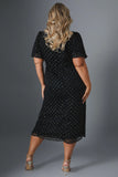 Metallic Polkadot Puff Sleeve Midi Dress