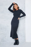 Ribbed Crew Neck Midi Dress