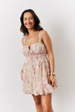 Pink Floral Milkmaid Bubble Hem Mini Dress