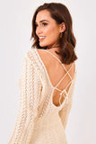 Crochet Lace Up Back Detail Mini Dress