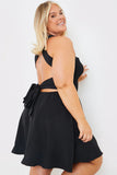 Shirred Cross Back Skater Dress