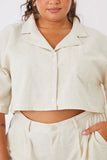 Linen Look Cropped Co-Ord Boxy Shirt