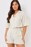 Linen Look Cropped Co-Ord Boxy Shirt