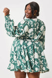 Floral Print Shirred Bodice Balloon Sleeve Mini Dress