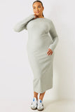 Ribbed Crew Neck Midi Dress