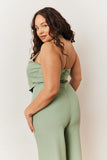 Sage Tailored Halterneck Waistcoat Wide Leg Jumpsuit
