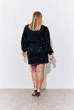 Black Sequin Balloon Sleeve Knitted Jumper