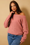 Dusty Off The Shoulder Knitted Jumper