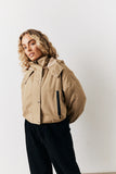 Stone Hooded Cropped Windbreaker Jacket