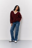 Burgundy 90's Collared Knitted Rugby Sweater