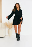 Wrap Front Textured Skater Dress