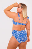 Printed Frill Strap Bust Detail Bikini Top