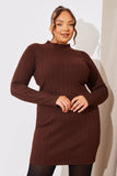 High Neck Variegated Rib Knit Mini Dress