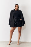 Black Sequin Boxy Shorts