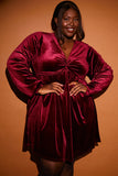Velvet Twist Front Skater Dress